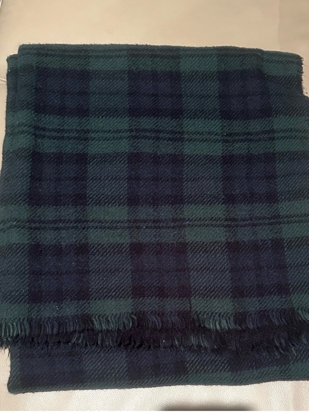 RUDSAK Green and Navy Plaid Wool-Blend Blanket Scarf